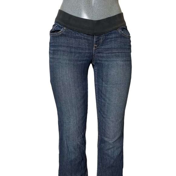 Old Navy Maternity Low Rise Boot Cut Knit Panel Womens Jeans Tag 30 Blue W30xL31 - Picture 3 of 12